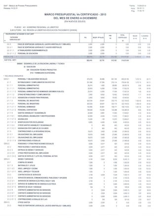 Marco presupuestal vs certificado 2013