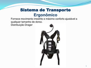Sistema de Transporte
Ergonômico
Fornece movimento irrestrito e máximo conforto ajustável a
qualquer tamanho de dorso.
Distribuição Drager
3
 