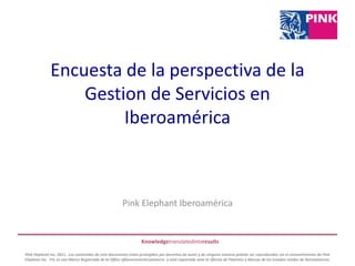 Encuesta de la perspectiva de la Gestion de Servicios en Iberoamérica Pink Elephant Iberoamérica 