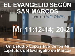 EL EVANGELIO SEGÚN 
SAN MARCOS
Mr 11:12-14; 20-21
Un Estudio Expositivo de los 16
capítulos del Evangelio de Marcos
 
