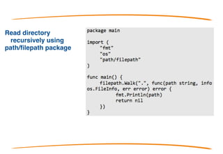 Files: basic operations: read a directory 1/2
Read directory “.” and
get file infos
186
 
