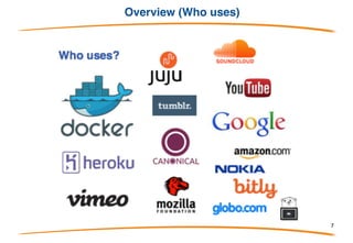 Overview (The reason of go)
Goals:
• eliminate slowness
• eliminate clumsiness
• improve effectiveness
• maintain (even improve) scale
Go was designed by and for people who write – read – debug
– maintain, large software systems.
Go’s purpose is not research programming language
design.
Go’s purpose is to make its designers’ programming lives better.
7
 
