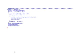 $name=array("1cent", "2cent", "5cent", "10cent", "20cent", "50cent", "1&euro;", "2&euro;", "5&euro;", "10&euro;",
"20&euro;", "50&euro;");
$size = count($groupedPocket);
for ($i = 0; $i < $size; $i++)
{
print "<br ><b> ".$name[$i]."</b>";
if ($groupedPocket[$i] > 0)
{
$actual = initialize($groupedPocket[$i], $i);
showVector($actual);
unset ($actual);
}
else print " No Coins";
}
print "<h3>Inchange</h3>";
inChange($pocket);
showVector($pocket);
?>
17
 