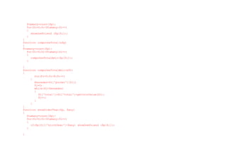 $tamany=count($p);
for($i=0;$i<$tamany;$i++)
{
showOneFriend ($p[$i]);
}
}
function computesTotal(&$p)
{
$tamany=count($p);
for($i=0;$i<$tamany;$i++)
{
computesTotalAmic($p[$i]);
}
}
function computesTotalAmic(&$t)
{
for($i=0;$i<8;$i++)
{
$monedes=$t['pocket'][$i];
$j=0;
while($j<$monedes)
{
$t['total']=$t['total']+getCoinValue($i);
$j++;
}
}
}
function showOlderThan($p, $any)
{
$tamany=count($p);
for($i=0;$i<$tamany;$i++)
{
if($p[$i]['birthYear']<$any) showOneFriend ($p[$i]);
}
}
 