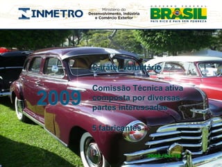 Caráter voluntário

       Comissão Técnica ativa
2009   composta por diversas
       partes interessadas

       5 fabricantes
 