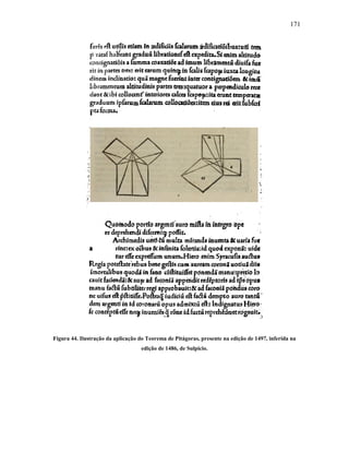 171
Figura 44. Ilustração da aplicação do Teorema de Pitágoras, presente na edição de 1497, inferida na
edição de 1486, de Sulpicio.
 