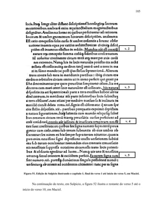 185
Figura 51. Edição de Sulpicio ilustrando o capítulo 1; final do verso 1 até início do verso 5, em Maciel.
Na continuação do texto, em Sulpicio, a figura 52 ilustra o restante do verso 5 até o
início do verso 10, em Maciel.
v. 2
v. 3
v. 4
v. 5
 
