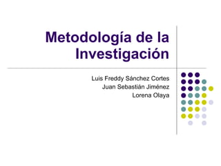 Metodolog ía de la Investigación Luis Freddy Sánchez Cortes Juan Sebastián Jiménez Lorena Olaya 