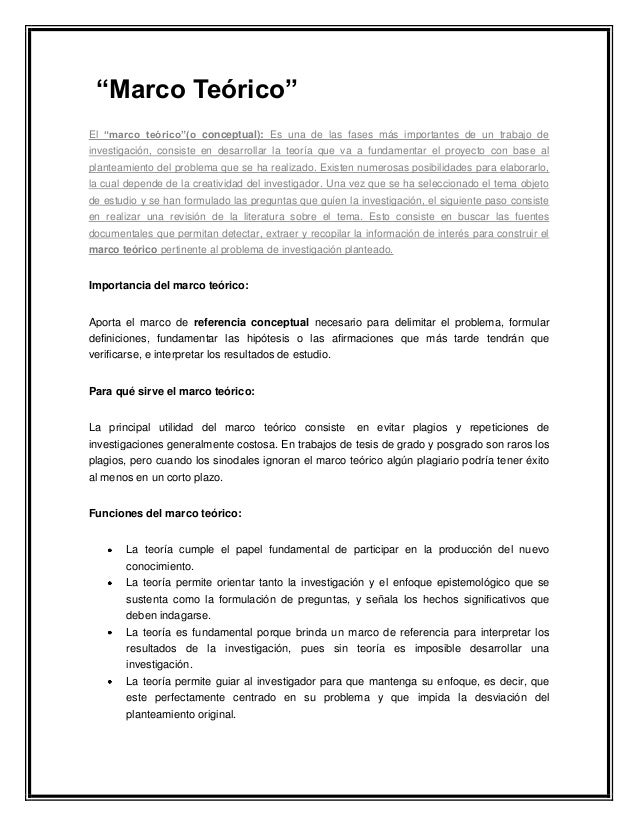 Que Es El Marco Teorico En Un Proyecto Ejemplo Ejemplo