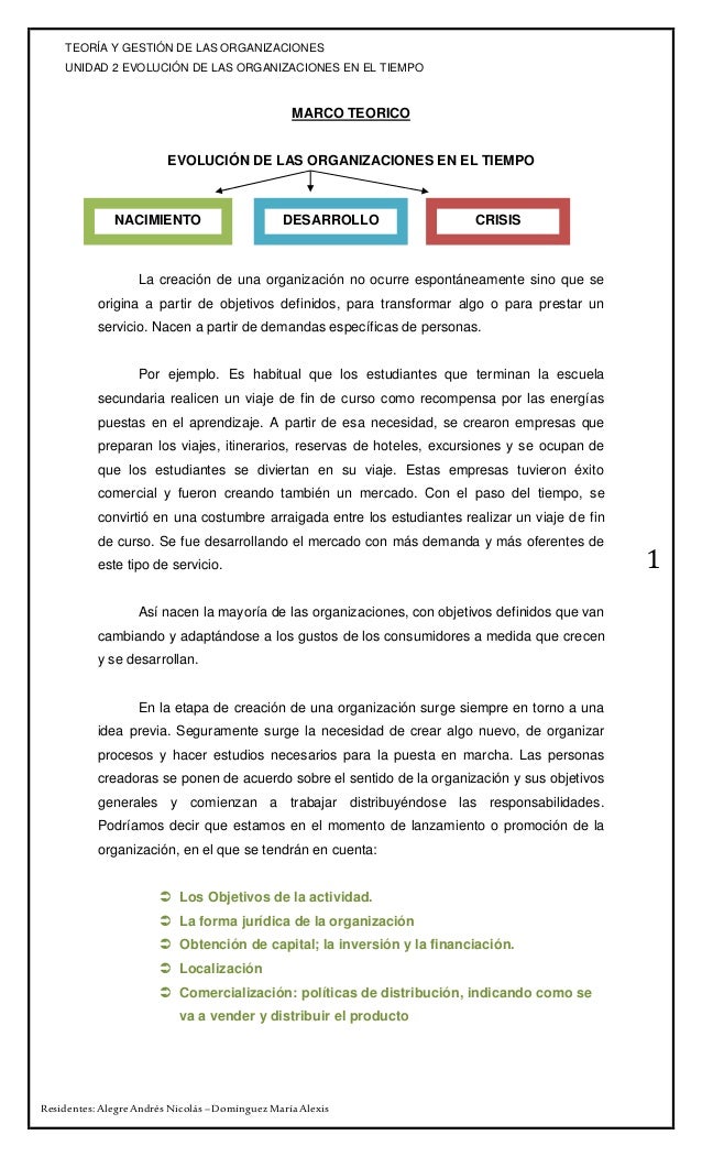 Marco teorico evolución de las organizaciones en el tiempo
