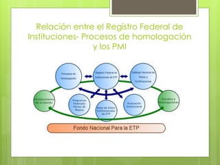 Relación entre el Registro Federal de
Instituciones- Procesos de homologación
y los PMI
 