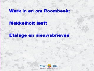 Werk in en om Roombeek: Mekkelholt leeft Etalage en nieuwsbrieven 