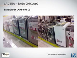 CADENA – SAGA CHICLAYO
EXHIBICIONES LAVADORAS LG
Fotos tomadas en Saga chiclayo
 