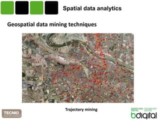 Spatial data analytics 
Geospatial data mining techniques 
Trajectory mining 
 