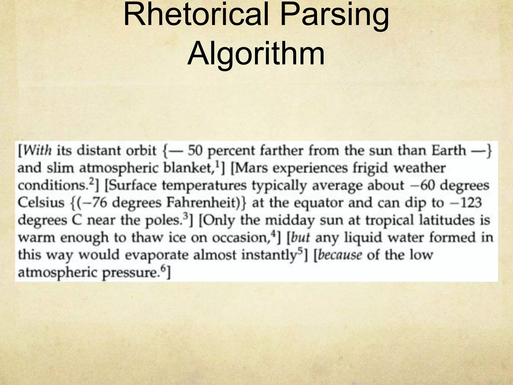 Rhetorical Parsing
    Algorithm
 