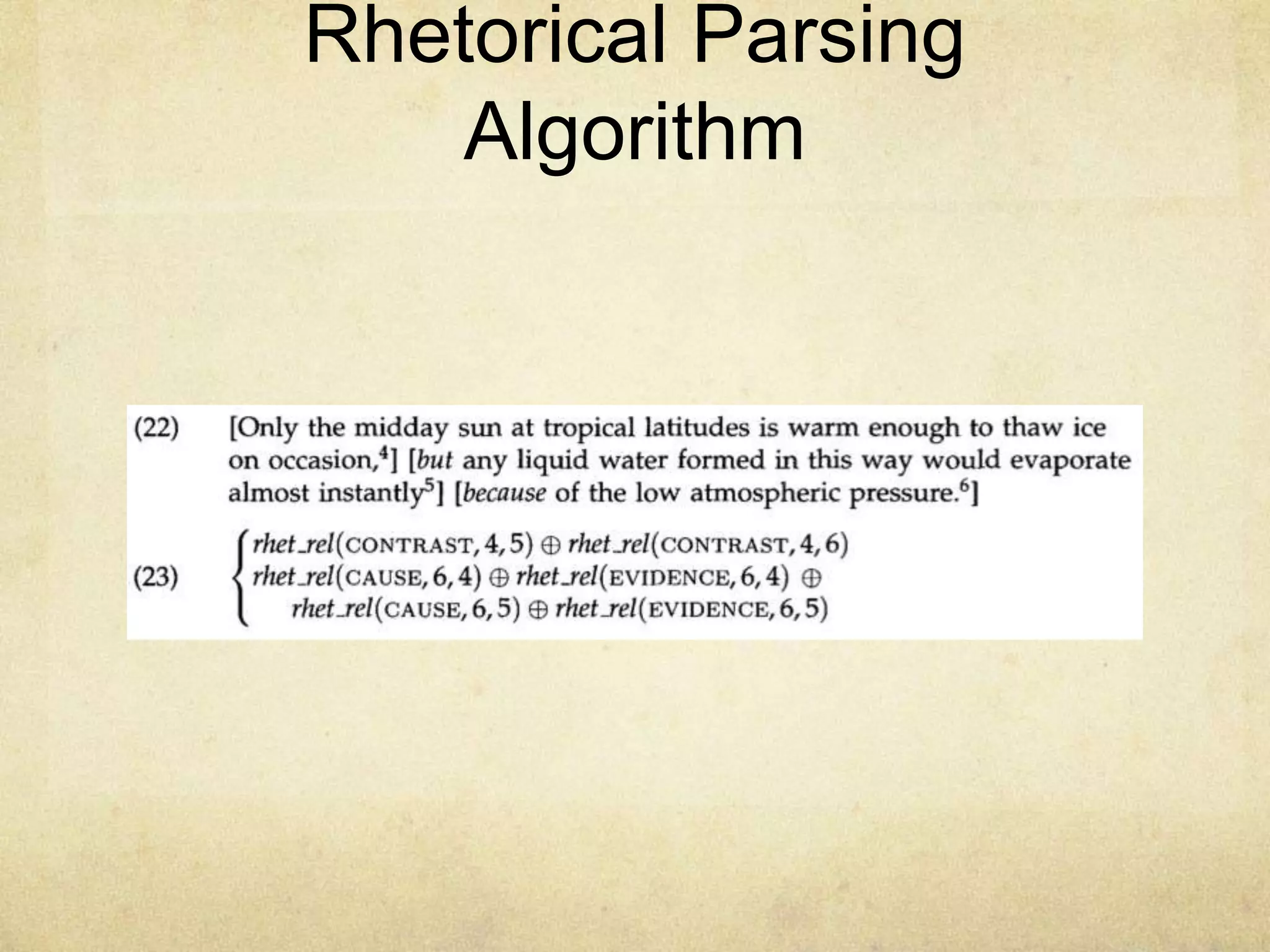 Rhetorical Parsing
    Algorithm
 