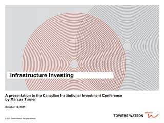 Infrastructure Investing


A presentation to the Canadian Institutional Investment Conference
by Marcus Turner
October 19, 2011



© 2011 Towers Watson. All rights reserved.
 