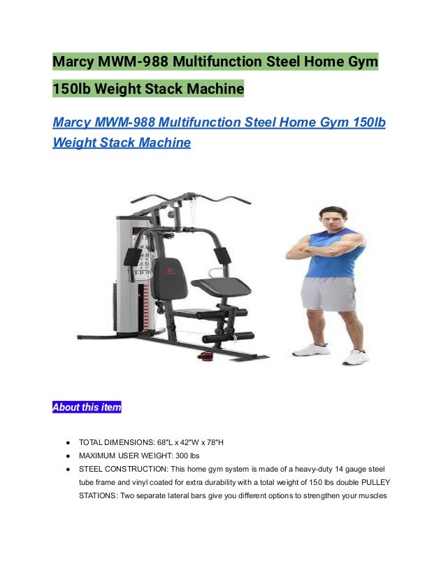 Marcy mwm 988 multifunction steel home gym 150lb weight stack machine
