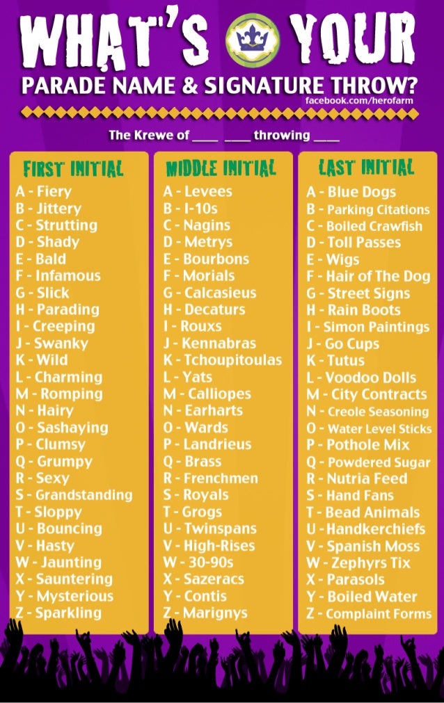 how to pick a mardi gras krewe name