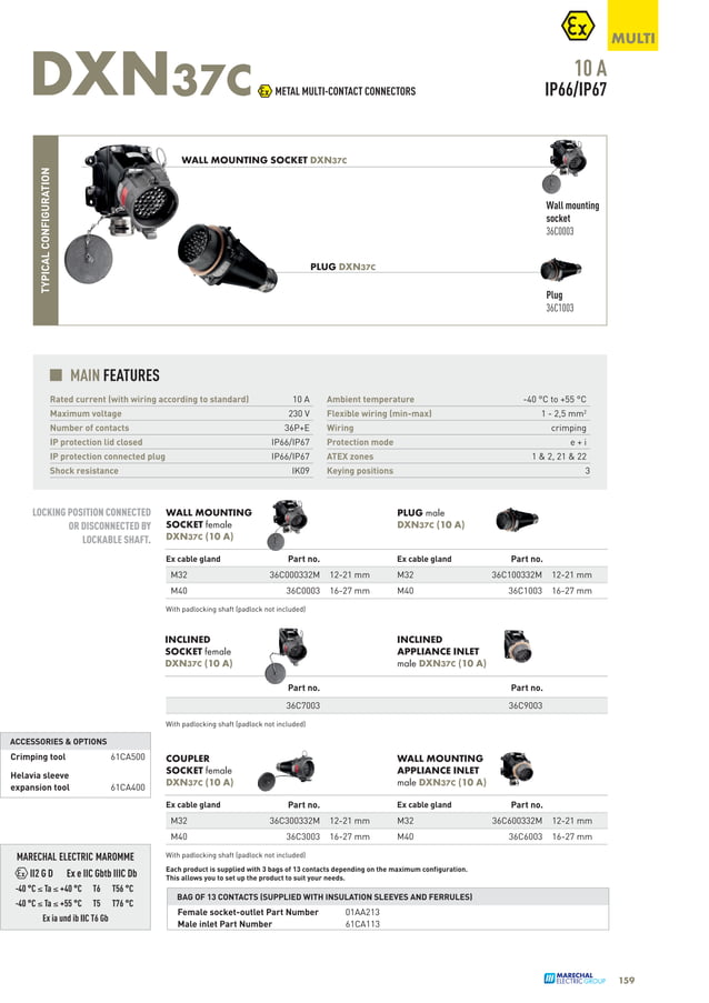 Marechal DXN37C MultiContact Connectors Hazardous Area ATEX