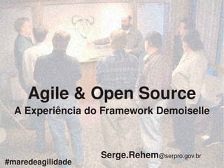    
Agile & Open Source
A Experiência do Framework Demoiselle
#maredeagilidade
      
Serge.Rehem@serpro.gov.br
 