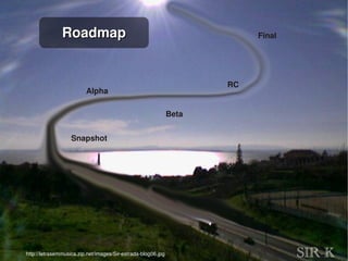    
Snapshot
RC
Beta
Alpha
Final
http://letrasemmusica.zip.net/images/Sir­estrada­blog06.jpg
RoadmapRoadmap
 