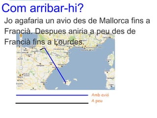 Jo agafaria un avio des de Mallorca fins a Francià. Despues aniria a peu des de Francià fins a Lourdes. Com arribar-hi? 
