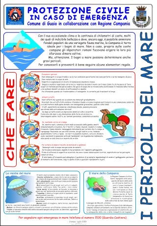 I pericoli del mare - Campagne educative Protezione Civile -  Manifesto “personalizzato” per l’ipotetico comune di Guaio 