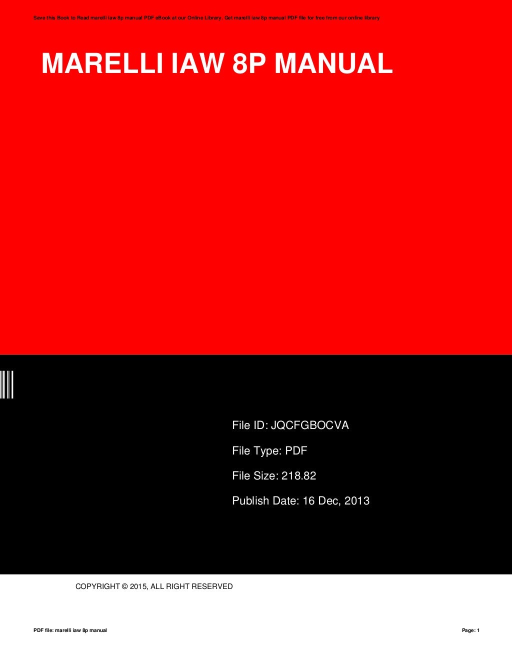 Marelli iaw 8p manual