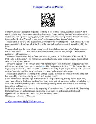 Margaret Atwood Poems | PDF