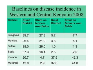Napier Stunt and Smut Resistance Project in Kenya: achievements and outcomes