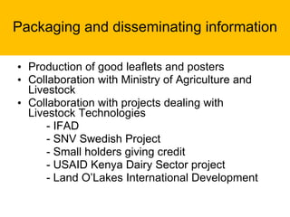 Napier Stunt and Smut Resistance Project in Kenya: achievements and outcomes