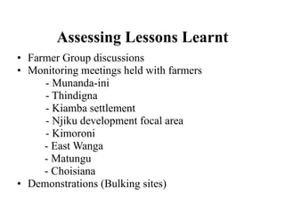 Napier Stunt and Smut Resistance Project in Kenya: achievements and outcomes