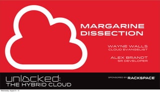 margarine
dissection
alex brandt
sr developer
wayne walls
cloud evangelist
Wednesday, August 21, 13
 