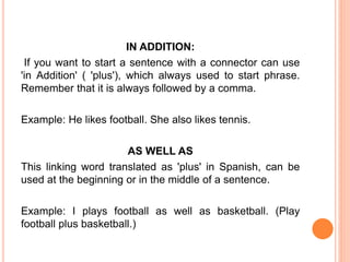 Linking Words Connectors Linking Words Connectors