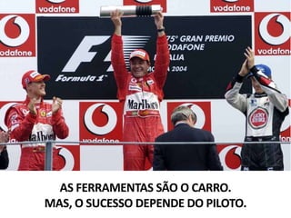 AS FERRAMENTAS SÃO O CARRO.
MAS, O SUCESSO DEPENDE DO PILOTO.
 