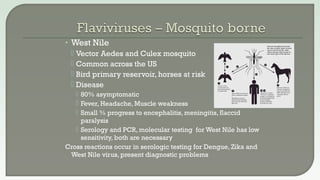  Powassan (POW) virus
 Transmitted to humans by infected ticks (Ixodes)
 Approximately 100 cases of POW virus disease w...
