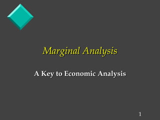 1
Marginal AnalysisMarginal Analysis
A Key to Economic AnalysisA Key to Economic Analysis
 