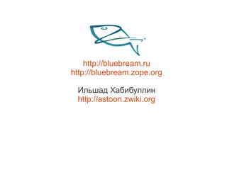 http://bluebream.ru
http://bluebream.zope.org

 Ильшад Хабибуллин
 http://astoon.zwiki.org
 