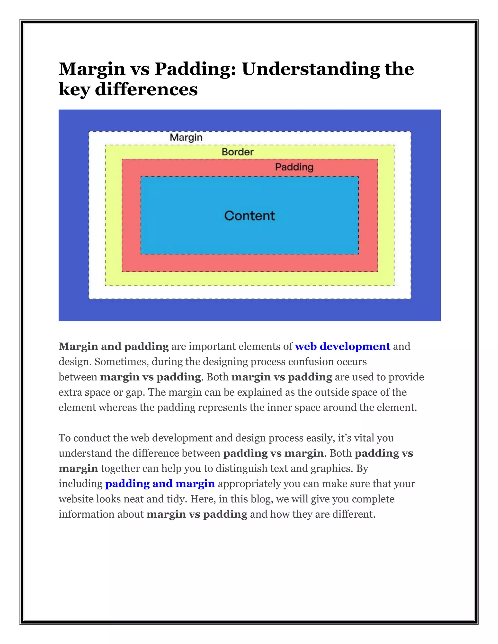 Margin vs Padding.pdf | Web Design and HTML | Internet