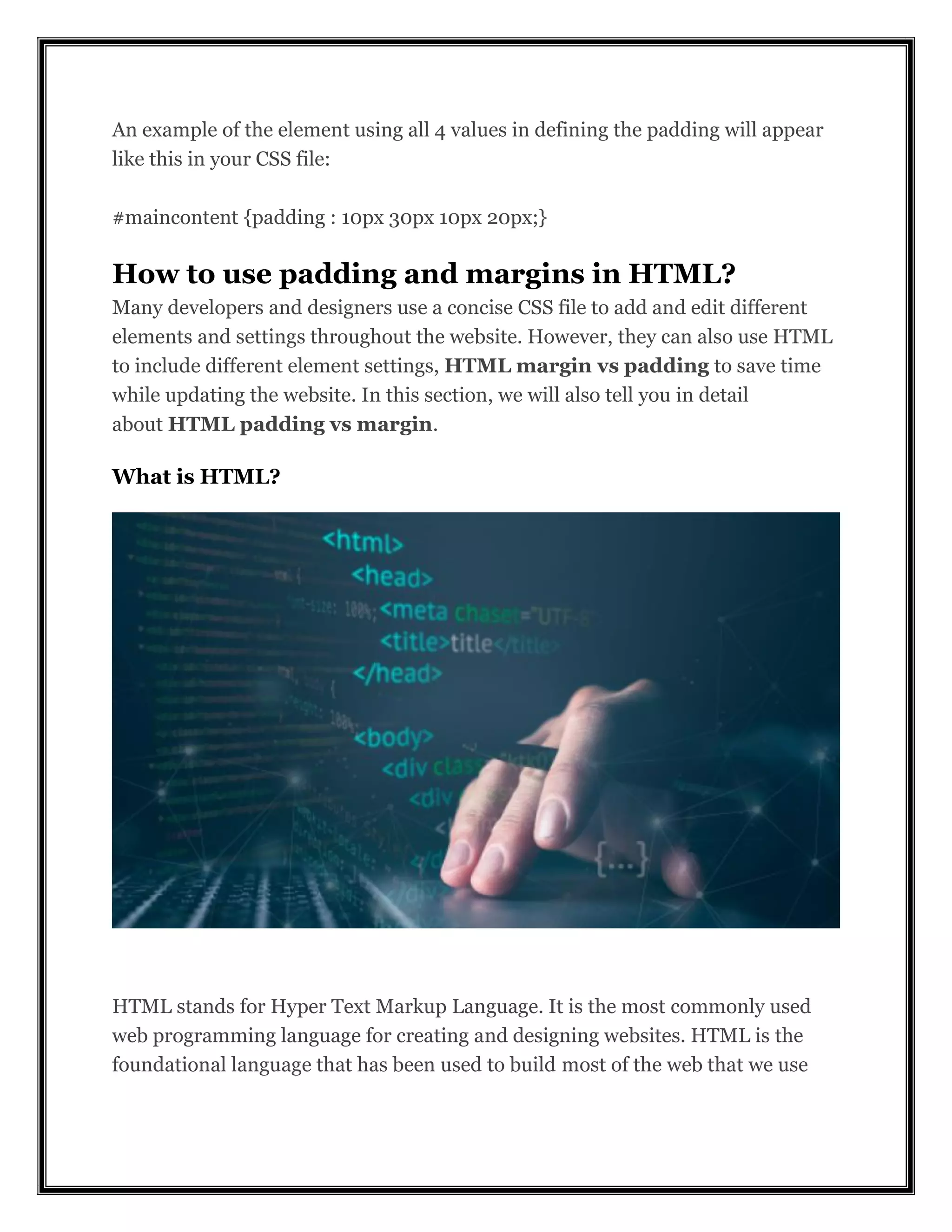 Margin vs Padding.pdf | Web Design and HTML | Internet