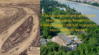 1. A Margit-sziget a Duna egyik szigete
Magyarországon, Budapestnél.
A Margit-sziget 1908-ban megnyitotta
kapuit mindenki számára.
 