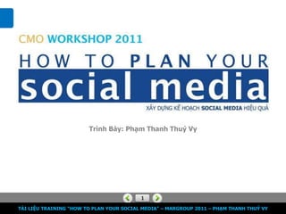 Trình Bày: Phạm Thanh Thuý Vy




TÀI LIỆU TRAINING “HOW TO PLAN YOUR SOCIAL MEDIA” – MARGROUP 2011 – PHẠM THANH THUÝ VY
 