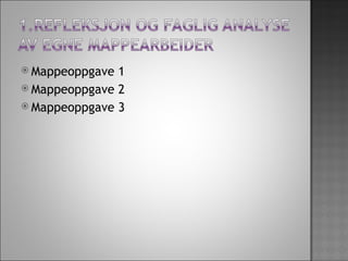 Mappeoppgave 1 Mappeoppgave 2 Mappeoppgave 3 