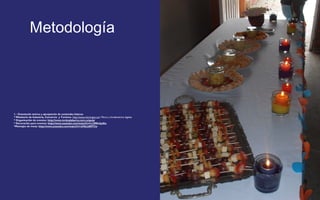 Metodología 
1.- Orientación teórica y apropiación de contenidos básicos: 
* Ministerio de Industria, Comercio y Turismo: http://www.mincit.gov.co/: Marco y fundamentos legales. 
* Organización de eventos: http://www.revistalabarra.com.co/guia/ 
* Decoración para eventos: http://www.youtube.com/watch?v=v13M9v5yiXo 
*Montajes de mesa: http://www.youtube.com/watch?v=zHbLb8IfY2w 
FOTOGRAFIA 
AMPLIADA AL 
RECUADRO ROJO 
 