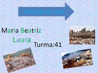 Maria Beatriz
Laura
Turma:41
Poluição do solo
 