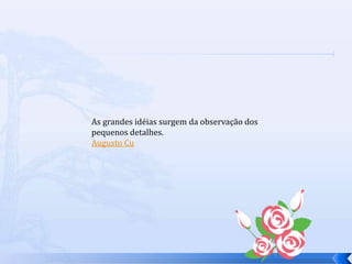 As grandes idéias surgem da observação dos
pequenos detalhes.
Augusto Cu
 