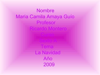 Nombre   Maria Camila Amaya Guío   Profesor   Ricardo Montero   Curso   Sexto A   Tema   La Navidad   Año   2009 