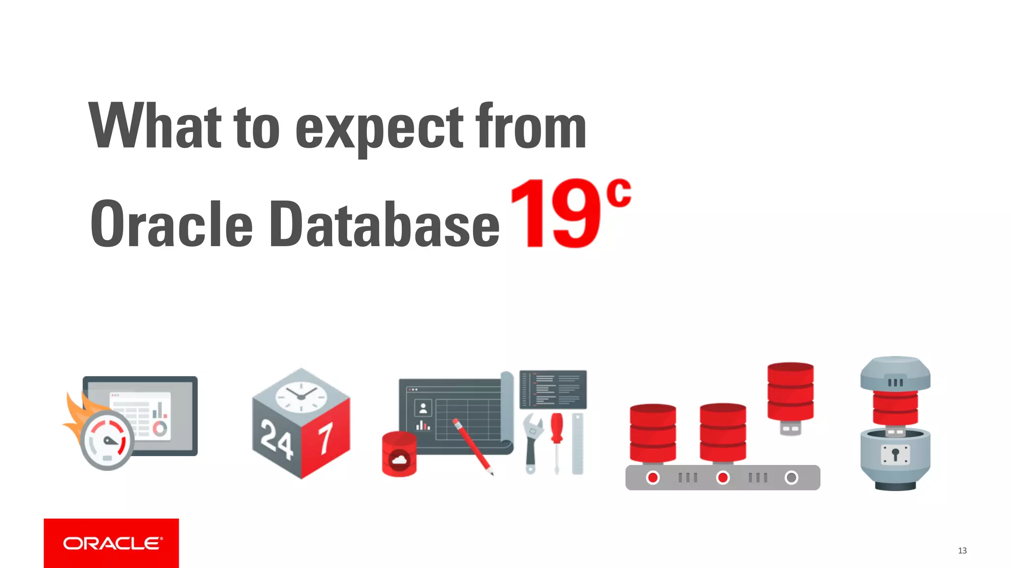 13
What to expect from
Oracle Database
 