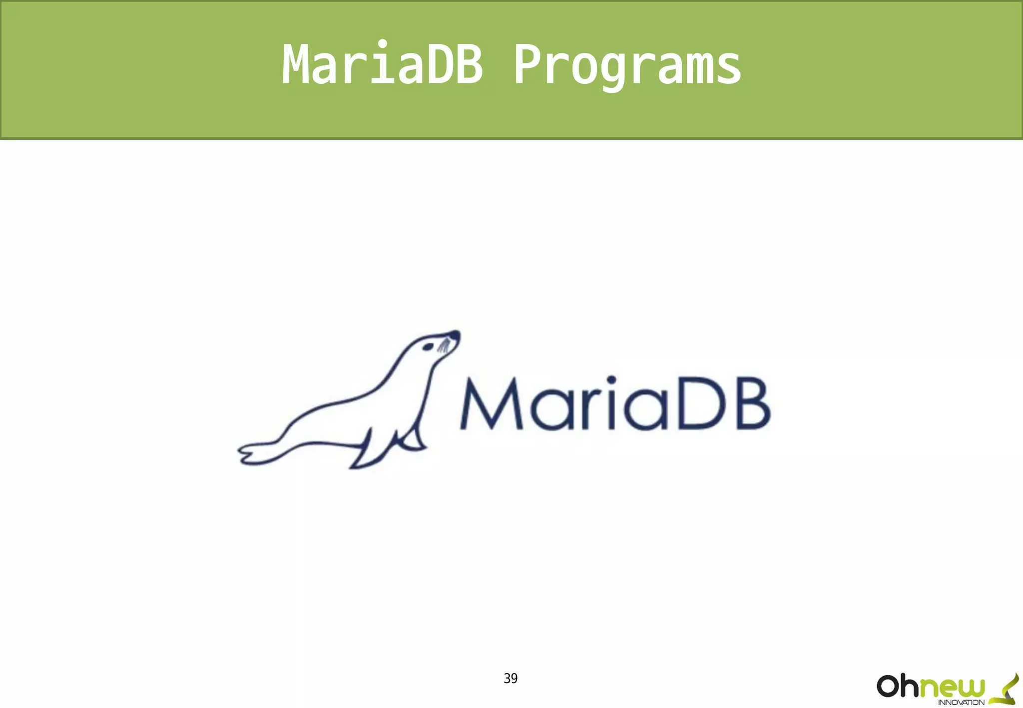 39
MariaDB Programs
 